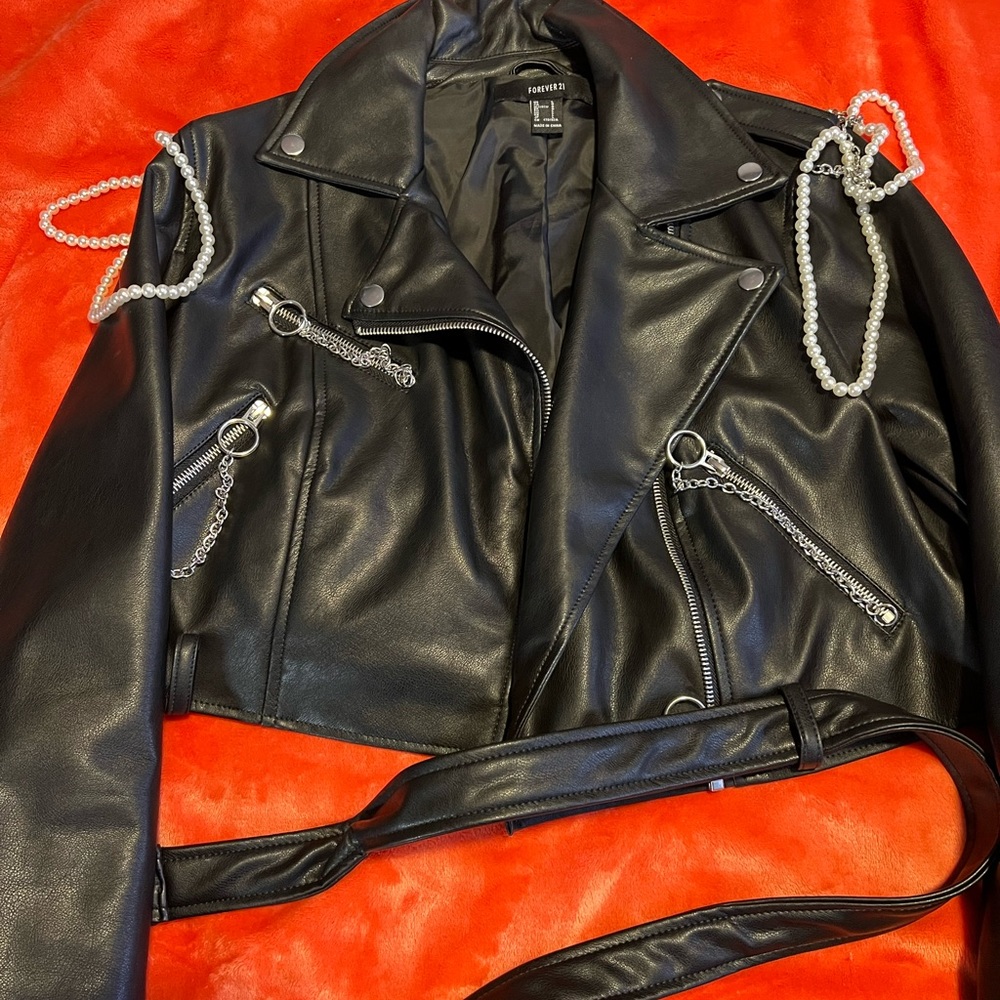 Cropped biker jacket